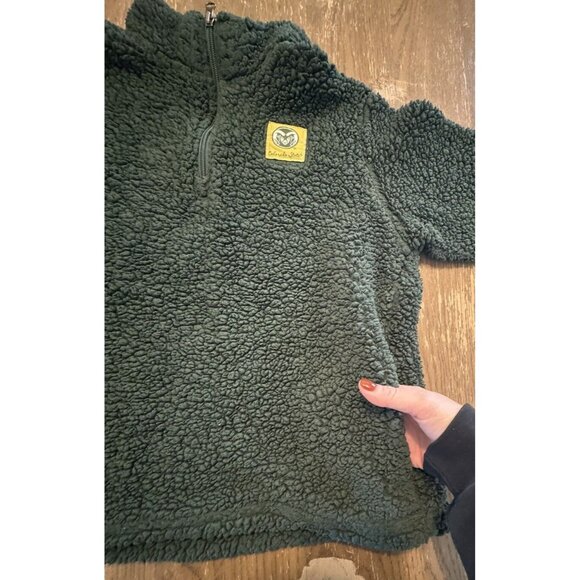 Colorado State Green Sherpa Medium 8/10 Quarter Zip Long Sleeve Pullover Youth - Picture 3 of 8